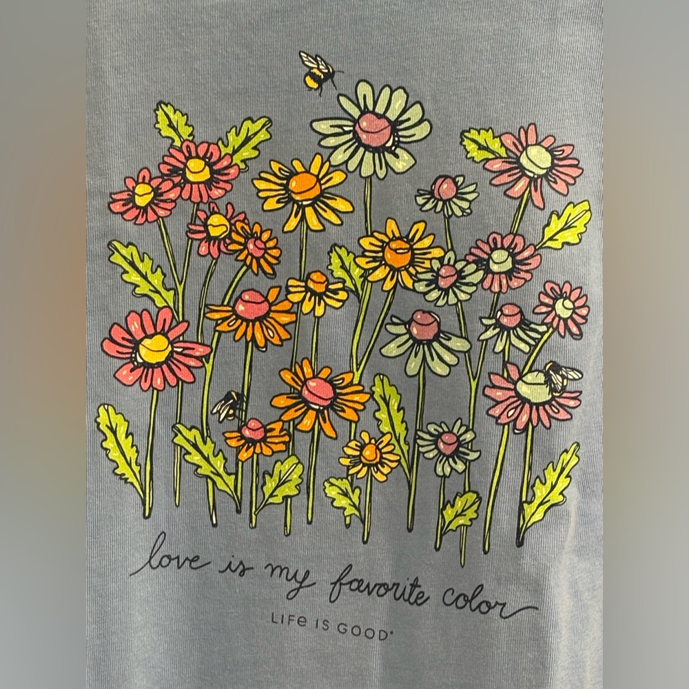 Life Is Good Light Blue Tank Top with Floral Print - Picture 3 of 7